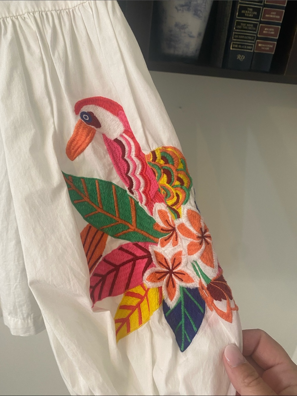 crown & ivy White Boho Peasant Top with Colorful Embroidery - Picture 3 of 5